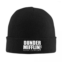 Berets The Office TV Show Dunder Mifflin Paper Company Skullies Beanies Caps Winter Warm Women Men Knit Hat Adult Unisex Bonnet Hats