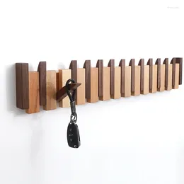 Hooks All Solid Wood Hanger Hook Black Walnut Coat Wall Mounted Door Storage Key Bathroom Accessories