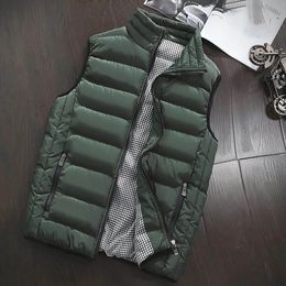 Men Vest COAT Cotton Padded Zipper Windproof Thickened Sleeveless Down Jacket Streetwear Autumn Winter OUTERWEAR 240108