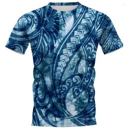 Men's T Shirts HX Fashion Polynesia T-shirts Tropical Plant Monstera Tattoo Pattern T-shirt Summer Short Sleeve Hip Hop Tees Men Clophing