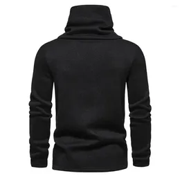 Men's Hoodies Breathable Men Top High Piled Collar Knitted Sweatshirt Warm Winter Pullover With Neck Protection Thick Long For Elastic