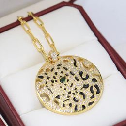 New Trendy Luxury Women Necklace Yellow White Gold Plated Bling CZ Leopard Pendant Necklace for Girls Women Nice Gift