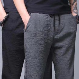 Men's Pants Workout Thin Men Leggings Cool Pockets Stylish Mid-rise Straight Trousers