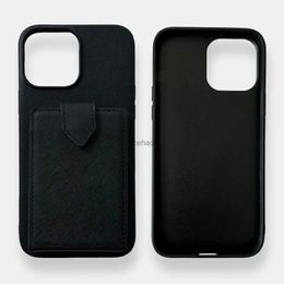 Cell Phone Cases Business Leather Saffiano Cool Black Style Multi-card Pocket Phone Cover for Iphone11 12 13 14 ProMax 14Plus Anti-drop Card CaseL240105