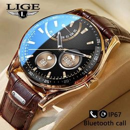 Watches LIGE 2022 Bussiness Men Smart Watch Full Touch Screen Bluetooth Call For Android iOS Smartwatch Waterproof Sport Fitness Watches