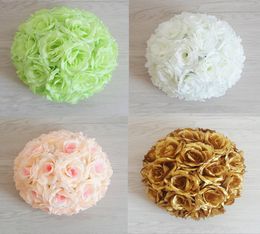 10quot 25 CM Elegant Artificial Silk Rose Flower Ball Kissing Balls Craft Ornament For Wedding Party Decoration Supplies 18 Colo1127749