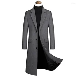 Men's Trench Coats 2024 Autumn And Winter Boutique Woollen Black Grey Classic Solid Colour Thick Warm Extra Long Wool Coat Male Jacket