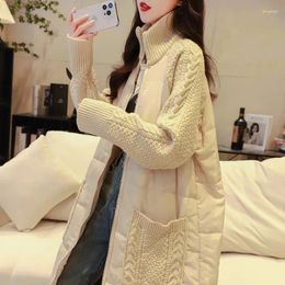 Women's Jackets Loose Long Section Splicing Casual Sweater Winter Yangqi Ageing Hundred With Cardigan Jacket Female