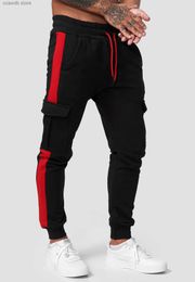 Men's Pants 2023 Winter New Men's Sports Casual Multi-pocket Plus Fleece Cargo Pants Men's Colour Pants Pull Rope Leisure T240108