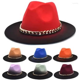 Berets Fedora Hats Women Men Trilby Caps Wool Chain Fedoras Fashion Top Jazz Hat Lady Panama Cap 58-60cm