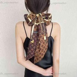 Designer Silk Head Scarf Hair Band Net Red New Silk Scarf L brand V Silk scarf Female Letter Oblique Angle Decoration Hair Ribbon Binding Bag Long Belt Scarf