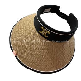 Designer Ball Caps UV black glue large brim, empty top, straw hat, Arc de Triomphe for women, summer cycling, sun shading, sun protection, UV protection, foldable MQ90