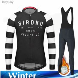 Cycling Jersey Sets 2022 Team Winter Thermal Fleece Cycling Clothes Mens Bicycle Sport Riding Bike MTB Clothing Bib Pants Warm Sets Ropa CiclismoL240108