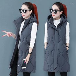 Women's Trench Coats 2024 Autumn/Winter Korean Cotton Vest Mid Length Slim Fit And Outerwear Tank Top Removable Hat Sweetheart