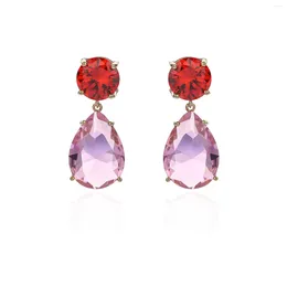 Dangle Earrings Cubic Zirconia Candy Colours For Girls Crystal Earring Women Prom Jewellery Accessories 925 Silver Pin