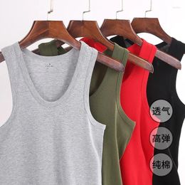 Yoga Outfit Simple And Comfortable Summer Men's Vest Pure Cotton Slim-fit Student Sports Hurdle Base Two Sweat Men