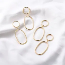 Charms Simple And Versatile Geometric Ring Oval Chain Pendant Diy Jewellery Material Color-preserving Gold-plated Accessories