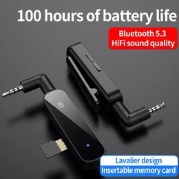 Connectors Bluetooth Aux Adapter in Car Handsfree Kit Bt 5.3 Audio Receiver for Auto Phone Hands Free Carkit Fm Transmitter Wireless Stereo