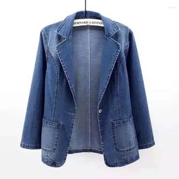 Women's Jackets Spring Denim Suit Jacket Femme Long-Sleeve One Button Vintage Autumn Jeans Blazer Women Outerwear Cardigan Clothing