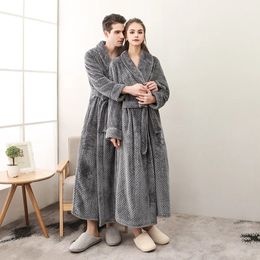 Autumn and Winter Season Home Plush Soft and Comfortable Couple Pyjamas Men's Thick Large Bathrobe Extended White Pyjamas 240108