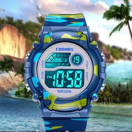 COOBOS Kids Watch Camouflage Sports Electronic Digital Watch Waterproof Multi-function LED Watch For Boys Girls Children Watch 240108