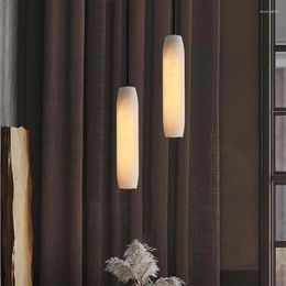 Pendant Lamps Modern White Long Alabaster Indoor Bedside Living Room Bar Decoration Chandelier Feature Linear Luxury Decor Light