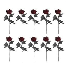 Decorative Flowers 10 Pack Artificial Silk Dahlia Bouquet Fake Flower Floral