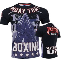 Muay Thai Will Never Give Up Anti-wear Clothes, Fiess, Short-sleeved MMA Sanda Training, T-shirt Fighting, Running