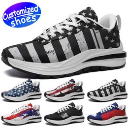 Customized shoes tn running shoes star lovers diy shoes Retro casual shoes men women shoes outdoor sneaker the Stars and the Stripes white black pink big size eur 36-48