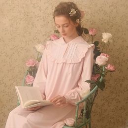 2 Colors.Vintage Women's Princess Dress Long Sleeve Sleepshirts Ruffles Nightgowns.Victorian Style Ladies Nightdress Sleepwear 240108