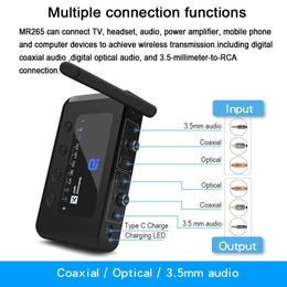 Connectors Mr265 Bluetooth 5.0 Hd Audio Receiver Transmitter Aptx Ll /hd 2in1 Audio Receiver Adapter for Tv/speakers Optical Coaxial 3.5m