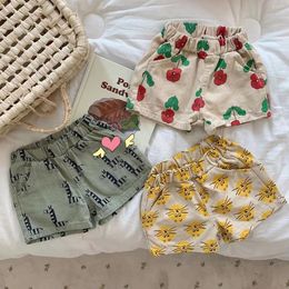 Shorts 2023 New Baby Summer Shorts Fashion Flower Print Girls Shorts Cotton Infant Boy Short Pants Baby Cute Shorts Toddler Clothes