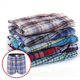 Underwear Men 5pcs Lot Loose Shorts Mens Panties Cotton boxer male plus Large big size Comfortable Soft plaid under wear sexy 240108