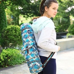 Waterproof Canvas Yoga Mat Bag Printed Sports Mat Bag Pilates Mat Backpack Fitness Dance Gym Mat Bag Cover Sports Backpack 240108