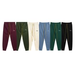 Designer trousers embroidered letters high street retro drawstring sports leisure terry sweatpants for men and women