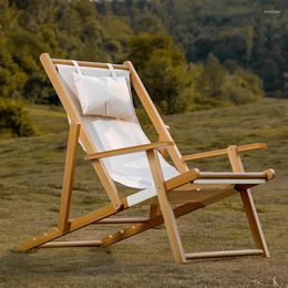 Camp Furniture Solid Wood Outside Beach Chair Folding Travel Garden Floor Chairs Fishing Comfortable Cadeira De Praia Outdoor Furnitures