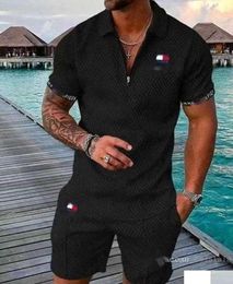 Mens Designer Tracksuits Plus Size 3XL Luxury Two Piece Set 2023 Autumn Brand Printed Outfits Cotton Blend Short Sleeve Polo T-shirt And Shorts Sports Suit 96