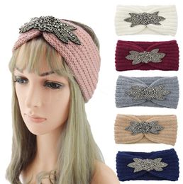 Winter keep warm Six leaf knitting headband women Woollen yarn hair band outdoors sports hairband Yoga Head Band Party Favour DB255