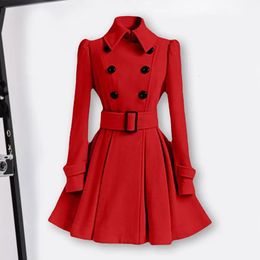 S-XXL Fashion Classic Winter Thick Coat Europe Belt Buckle Trench Coats Double Breasted Outerwear Casual Ladies Dress Coats 240108