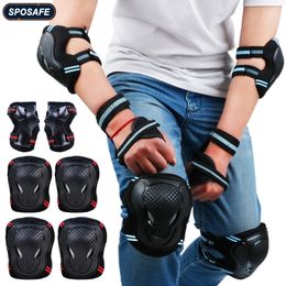 6Pcs/Set Teens Adult Knee Pads Elbow Pads Wrist Guards Protective Gear Set for Roller Skating Skateboarding Cycling Sports 240108