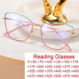 Sunglasses Fashion Women Anti Light Blue Cat Eye Double Colour Frame Glasses Trend Hight Quality Luxury Optical Computer Reading