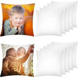 10Pcs DIY Sublimation Pillow Case White Blanks Polyester Peach Skin Cushion Covers Heat Transfer Throw Pillow Covers Home Decor 240106