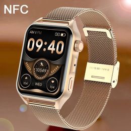 Watches 2022 New NFC Women Smart Watch Men 368*448 HD AMOLED Screen Always Display Time IP68 Waterproof SmartWatch Ladies Bluetooth Call