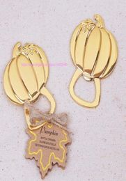 100pcs Gold Colour Metal Fall Autumn Pumpkin Bottle Opener Operners Anniversary Bridal Wedding Party Favour gift gifts7398894