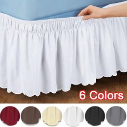 Bed Skirt White Wrap Around Elastic Bed Shirts Without Bed Surface Bed Skirts TwinFullQueenKing 40cm Height Home el Use 240106