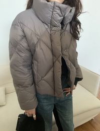 Winter diamond grid down jacket short jacket