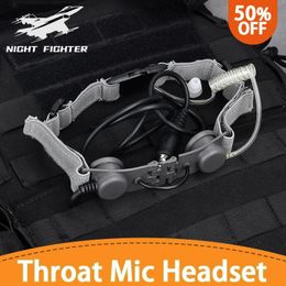 Lights Tactical Throat Mic Tube Headset Headset with U94 PTT Neck Laryngeal Microphone Earphone for UV5R UV5X UV82 Radio Yeas