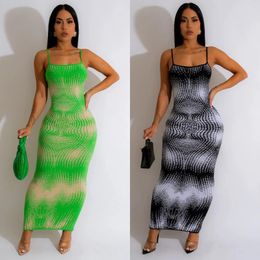 Casual Dresses BKLD Clothes For Women Summer Sexy Tight Fitting Black Dress Fashion Printed Spaghetti Strap Bodycon Clubwear