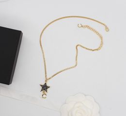 2024 Luxury quality charm pendant necklace with black Colour and star shape in 18k gold plated have stamp box PS3727A