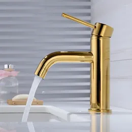 Bathroom Sink Faucets Single-hole Washbasin Faucet Gold Basin And Cold Household European-style All-copper